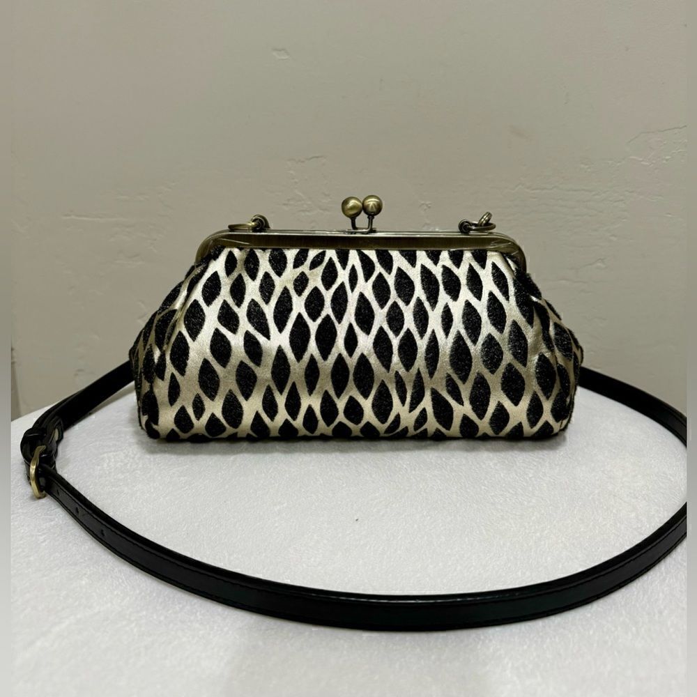 Handmade Real Hair-on Calfskin Embossed Vintage Kisslock Clutch/Crossbody - Picture 3 of 15